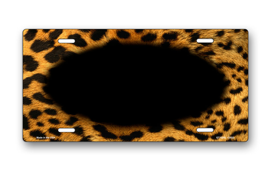 Cheetah Fur with Black Oval License Plate