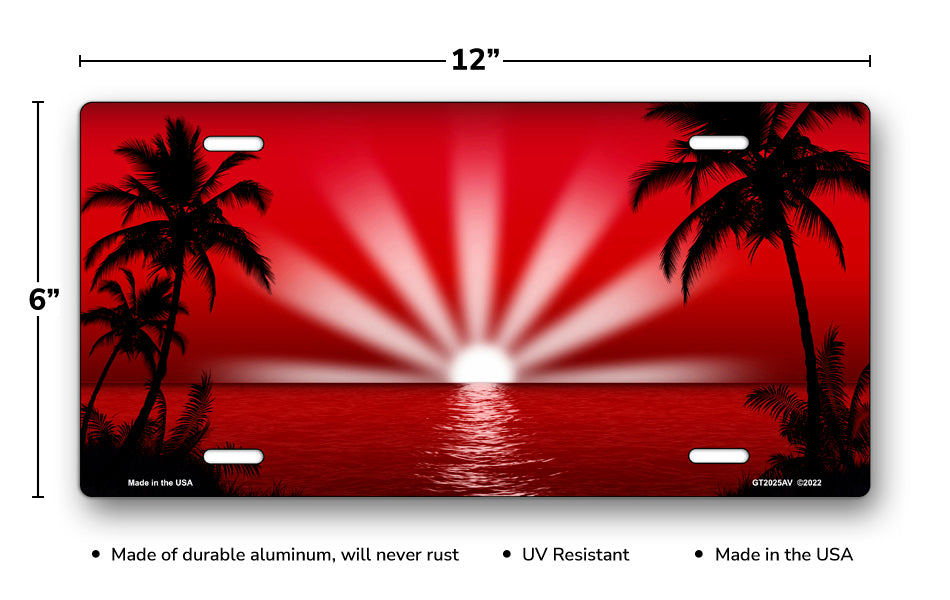 Red Palm Sunrise Scenic License Plate