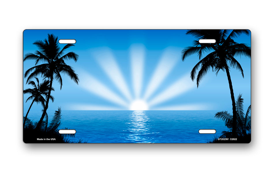 Light Blue Palm Sunrise Scenic License Plate – Salty Bones