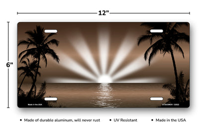 Mocha Palm Sunrise Scenic License Plate