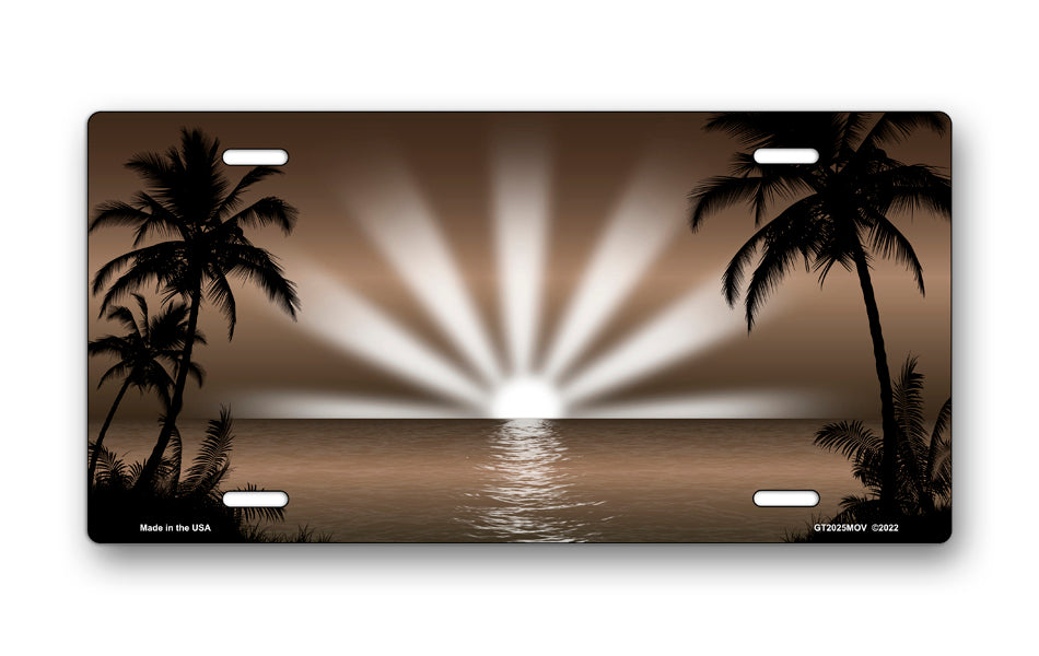 Mocha Palm Sunrise Scenic License Plate – Salty Bones