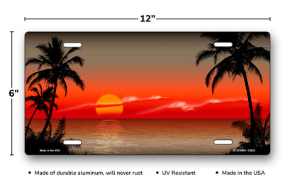 Mocha and Red Palm Sunset Scenic License Plate