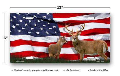 Deer on American Flag License Plate