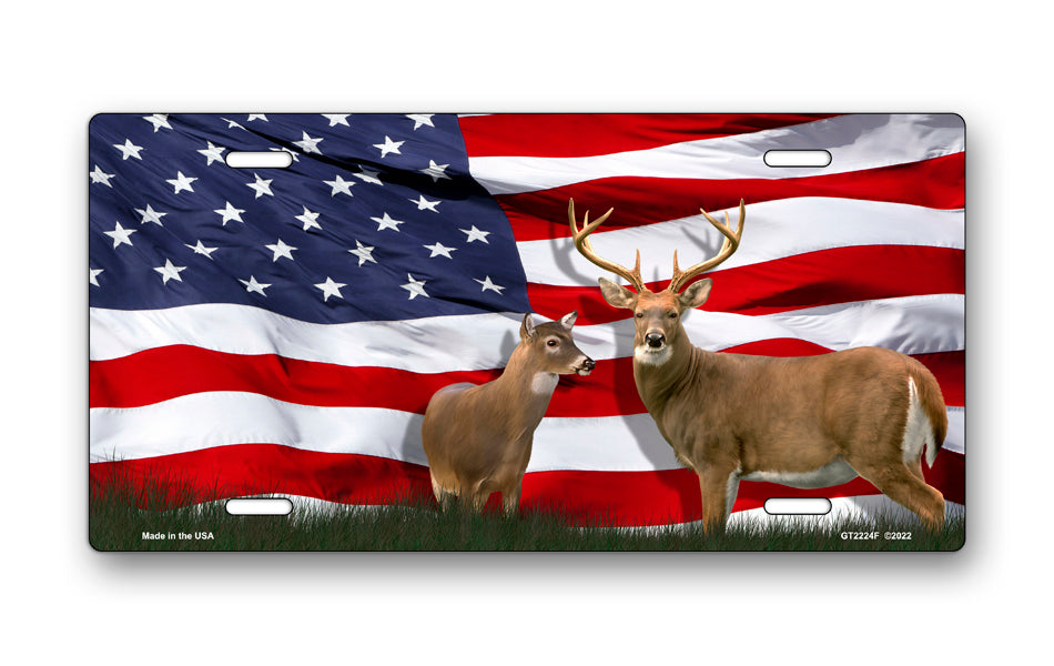 Deer on American Flag License Plate