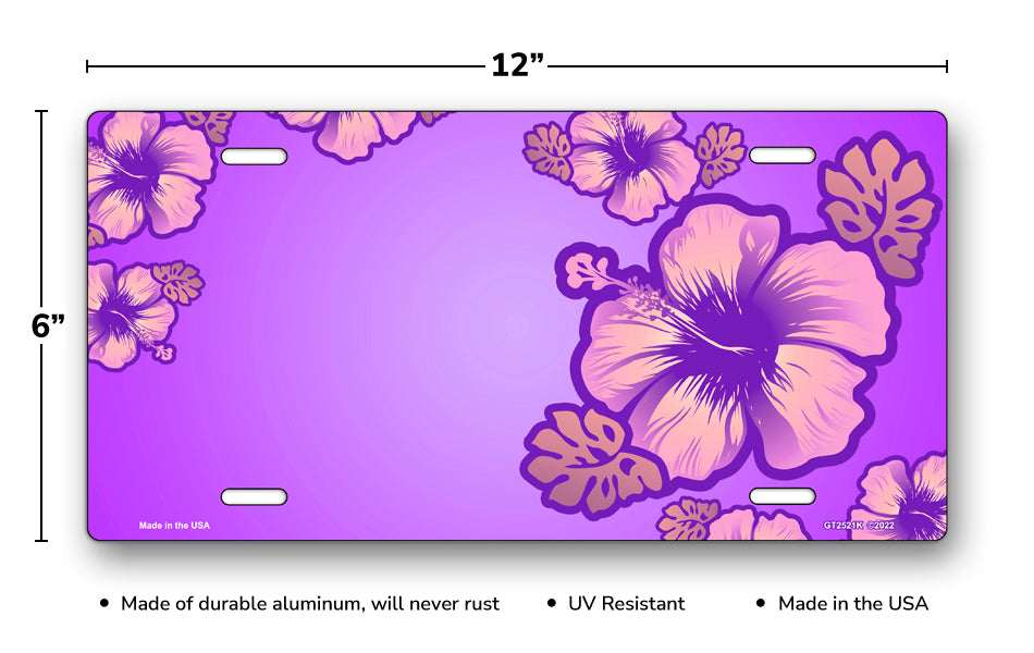 Hibiscus on Purple Offset License Plate