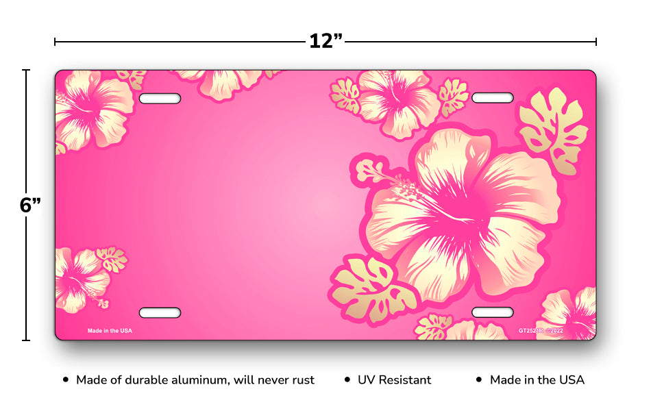 Hibiscus on Pink Offset License Plate