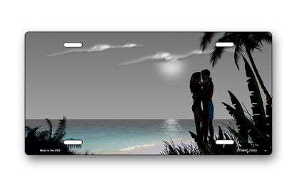 Gray Beach Lovers License Plate