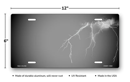 Lightning on Gray License Plate