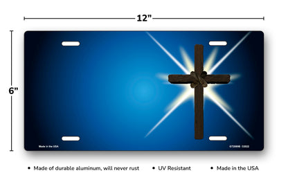 Shining Cross on Blue License Plate