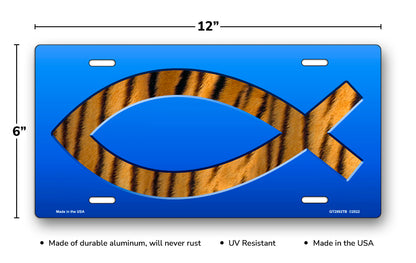 Tiger Ichthus on Blue License Plate