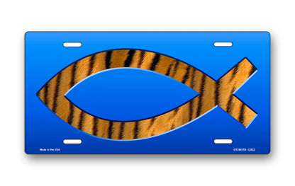 Tiger Ichthus on Blue License Plate