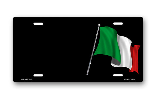 Italian Flag on Black Offset License Plate