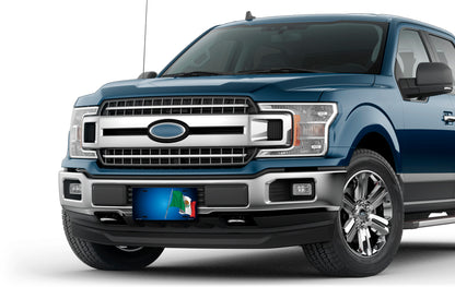 Mexican Flag on Blue Offset License Plate