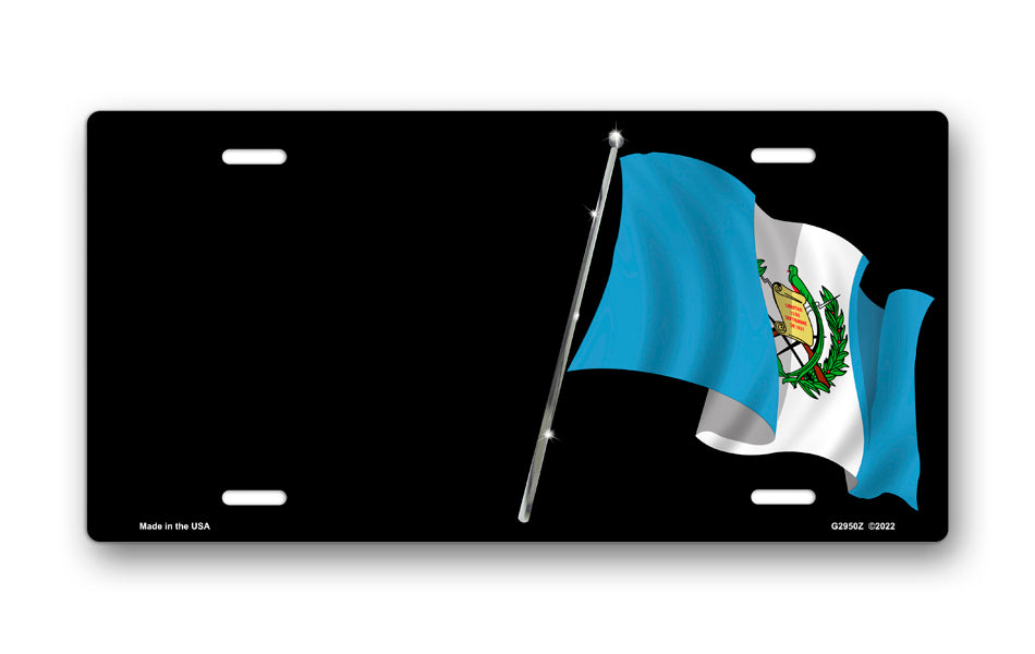Guatemalan Flag on Black Offset License Plate