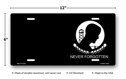 POW MIA Never Forgotten Offset License Plate