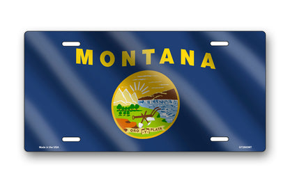 Wavy Montana State Flag License Plate