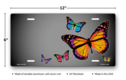 Butterflies on Gray Offset License Plate