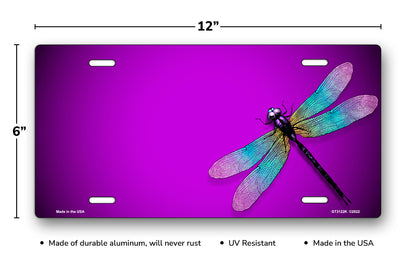 Dragonfly on Purple Offset License Plate
