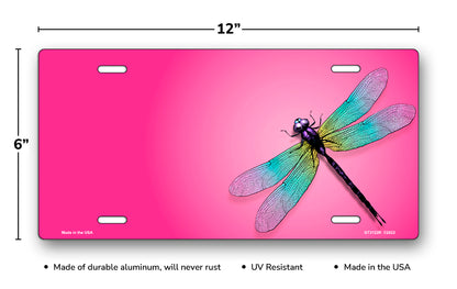 Dragonfly on Pink Offset License Plate
