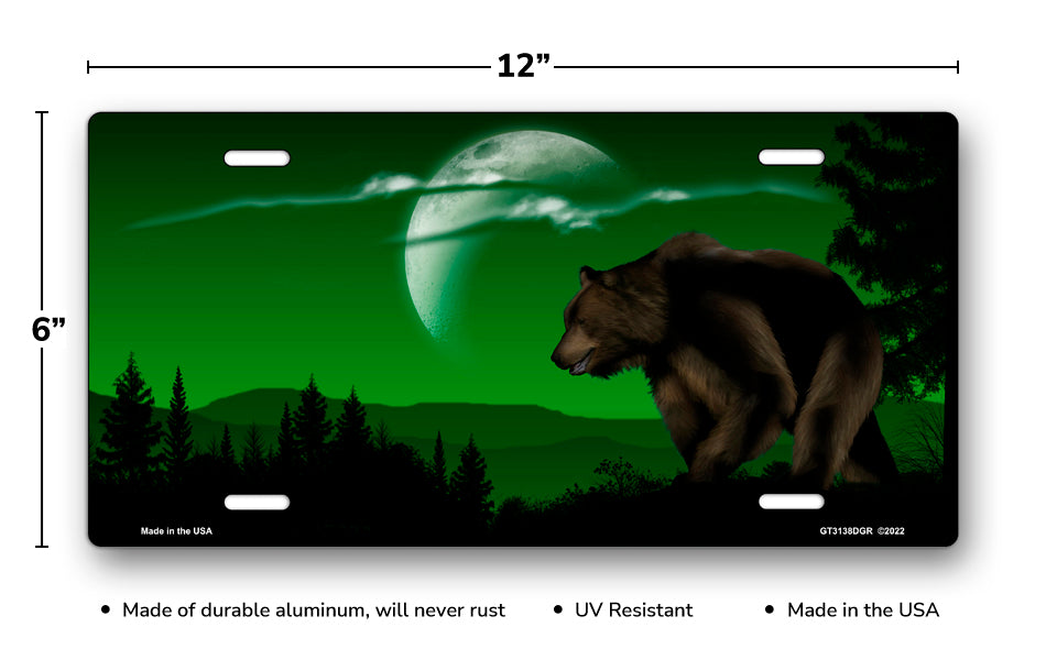 Bear on Green Offset License Plate