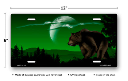 Bear on Green Offset License Plate