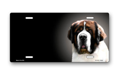 St Bernard on Black Offset License Plate