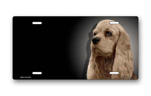 Cocker Spaniel on Black Offset License Plate