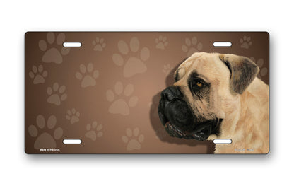 Bullmastiff on Paw Prints License Plate