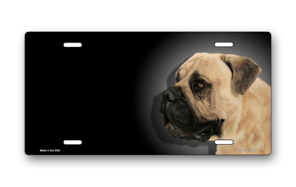 Bullmastiff on Black Offset License Plate