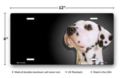 Dalmatian on Black Offset License Plate