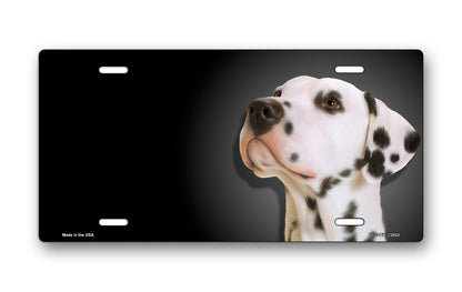 Dalmatian on Black Offset License Plate