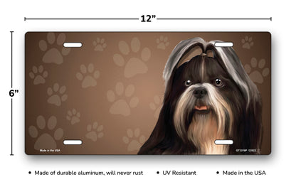 Shih Tzu on Paw Prints License Plate