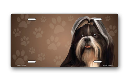 Shih Tzu on Paw Prints License Plate