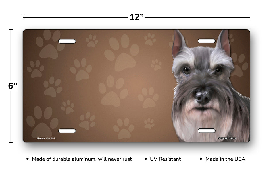 Schnauzer on Paw Prints License Plate