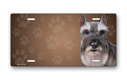 Schnauzer on Paw Prints License Plate