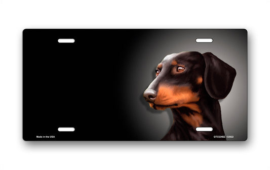 Dachshund (Black) on Black Offset License Plate