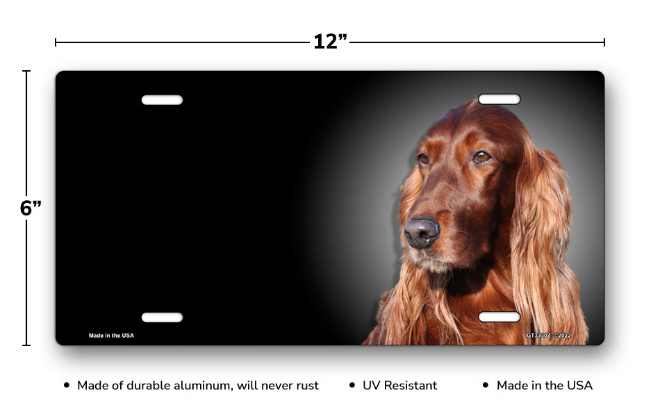 Irish Setter on Black Offset License Plate