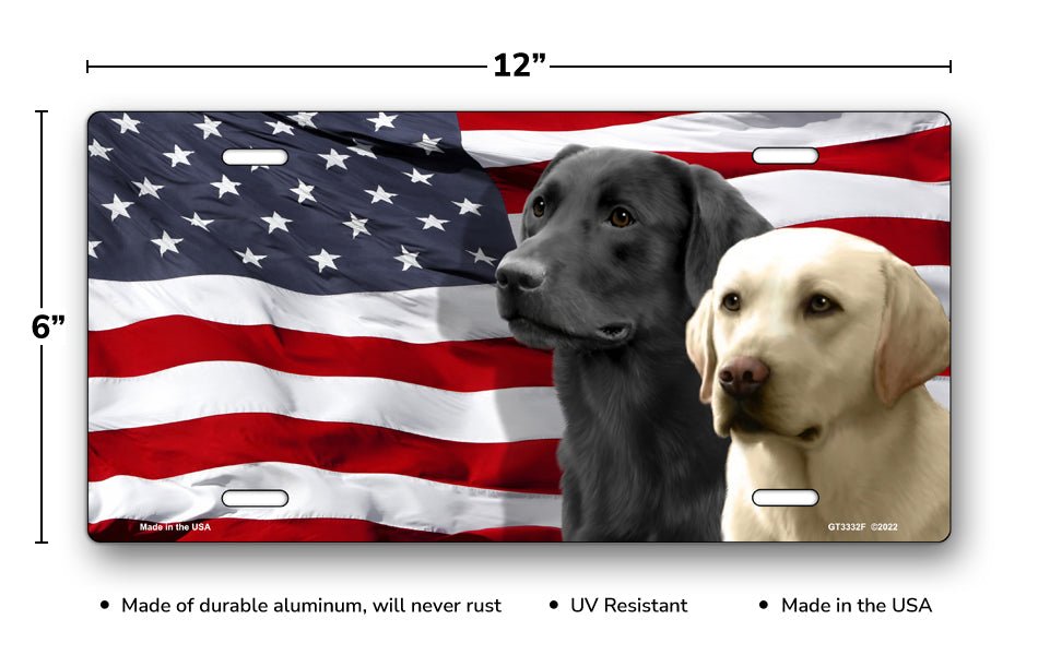 Labs on American Flag License Plate