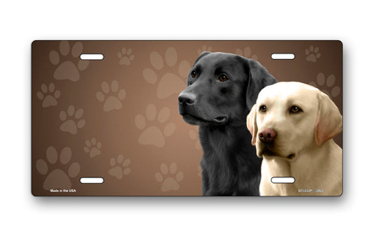 Labradors on Paw Prints License Plate