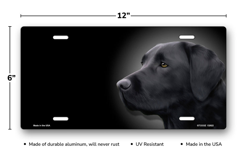 Labrador (Black) on Black Offset License Plate