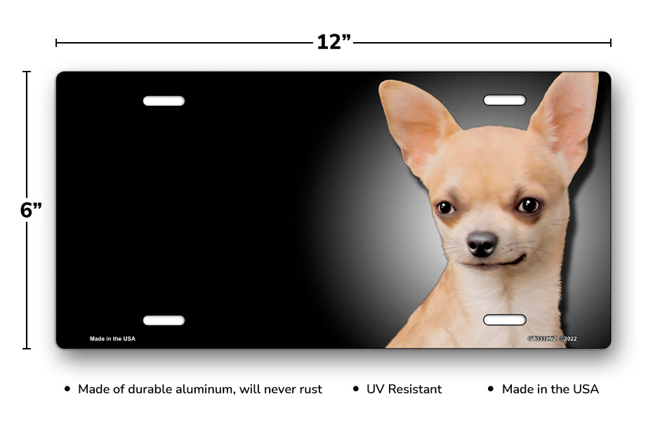 Chihuahua on Black Offset License Plate