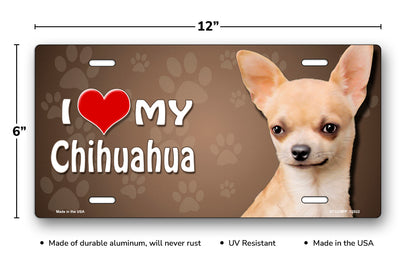 I Love My Chihuahua on Paw Prints License Plate