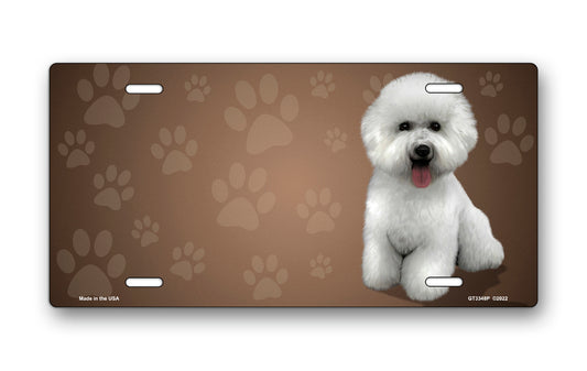 Bichon Frise on Paw Prints License Plate