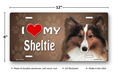 I Love My Sheltie on Paw Prints License Plate