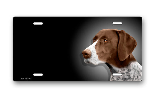 German Pointer on Black Offset License Plate