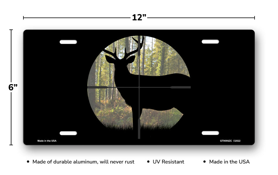 Buck in Crosshair on Black License Plate