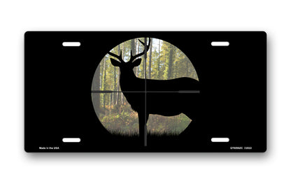 Buck in Crosshair on Black License Plate