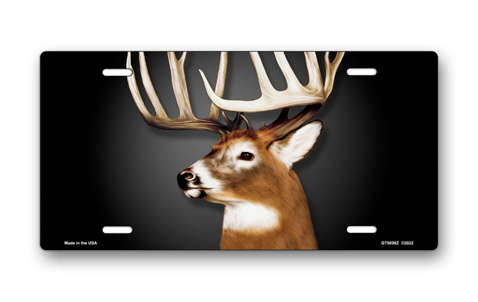 Buck on Black License Plate