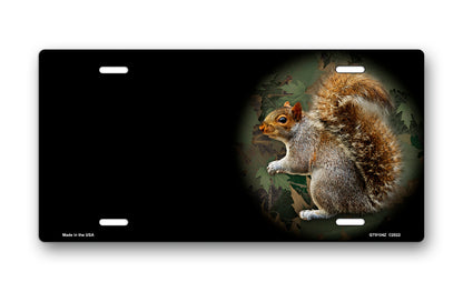 Squirrel on Black Offset License Plate