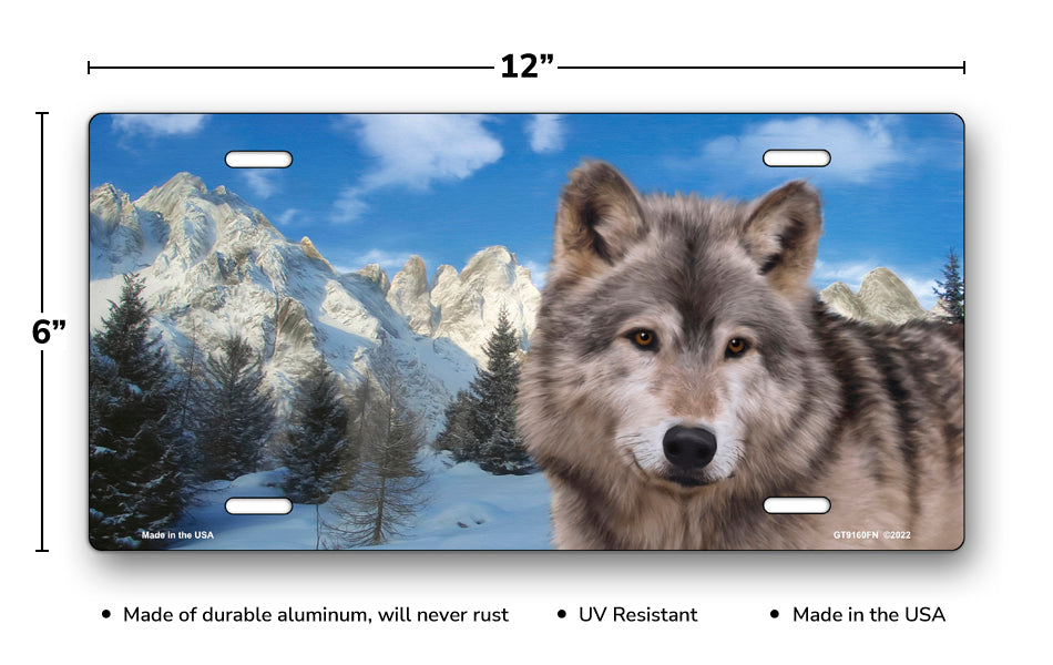 Snow Mountain Wolf License Plate